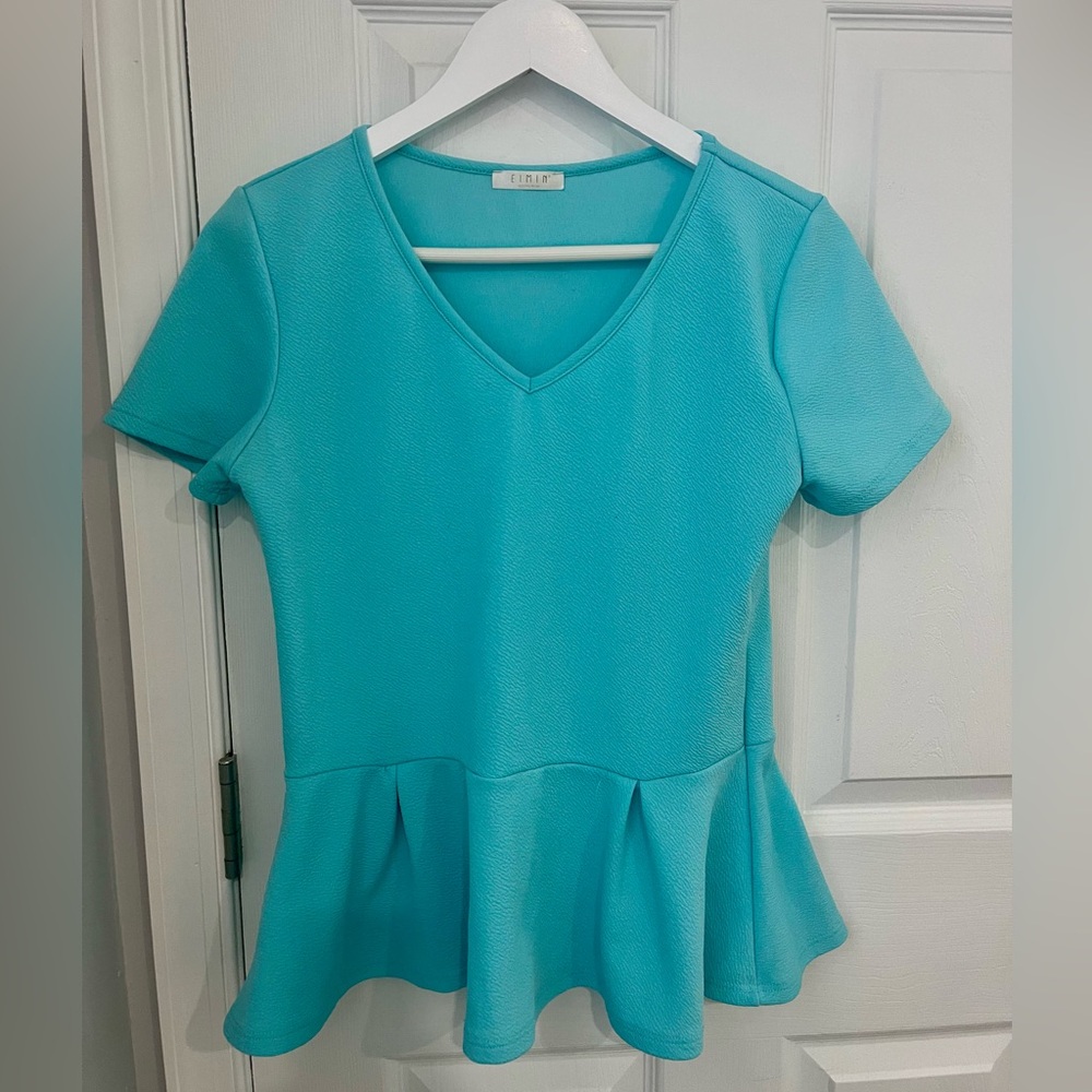 Turquoise Peplum Top Size Medium